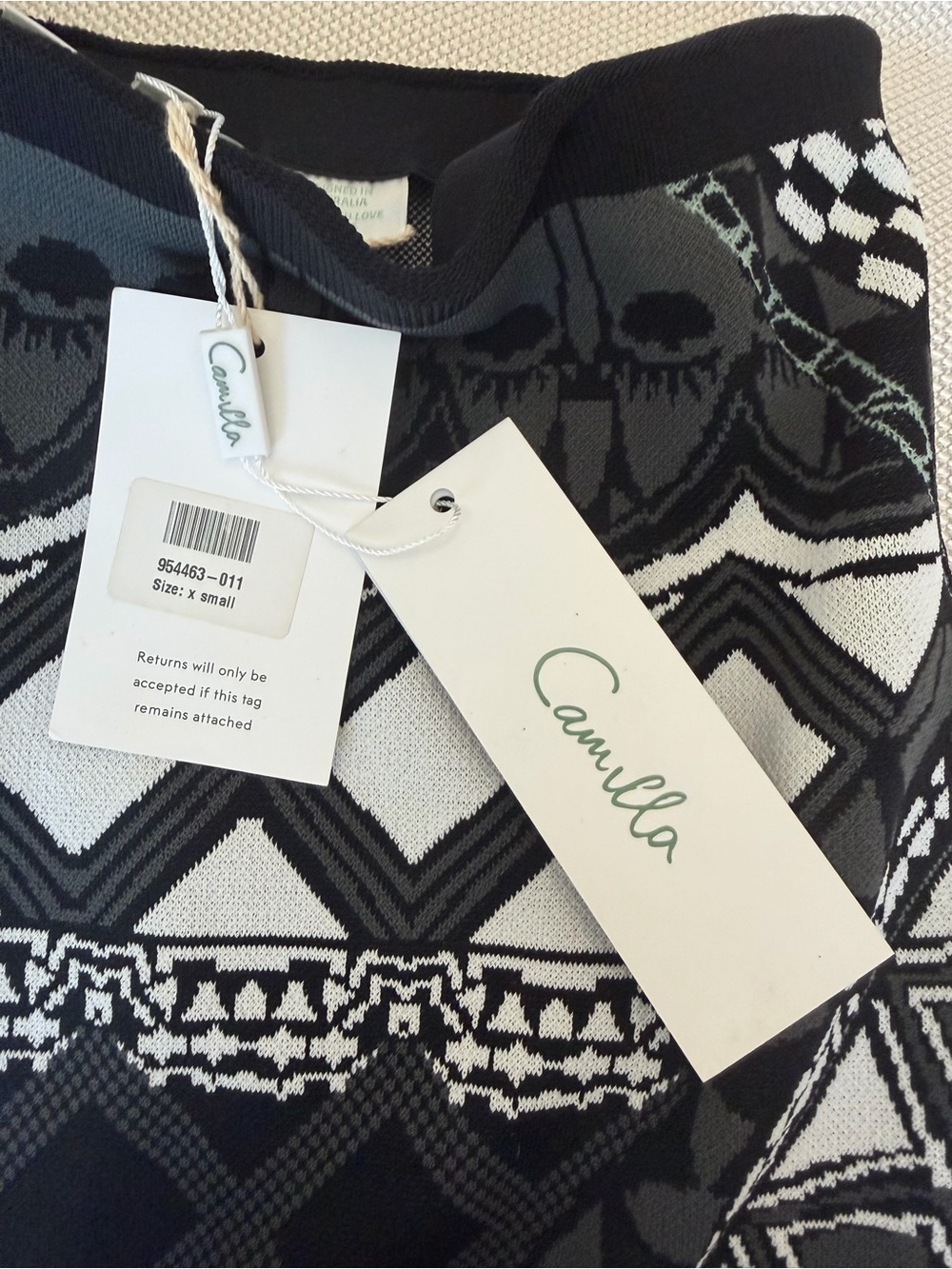 Camilla Black and White Geometric Pencil Skirt NWT - Picture 4 of 4